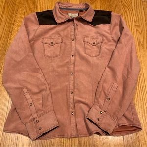 LEGACY FALLS PINK MICRO SUEDE SNAP SHIRT SIZE MEDIUM